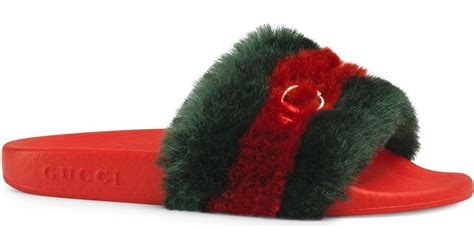 red gucci slides womens|fluffy Gucci slides.